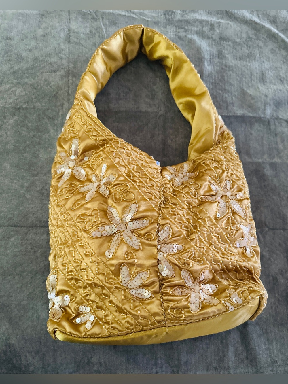 Gold Floral beaded/Sequin Women's Shoulder Bag*GUC